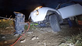 Camper In The Hole And 4Runner About To Roll recovery stuck camper 4runner toyota offroad [upl. by Aramois]