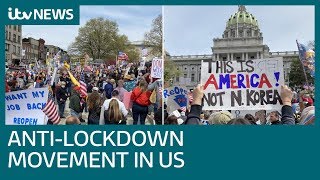 The antilockdown movement a very American protest amid coronavirus pandemic  ITV News [upl. by Gilder272]