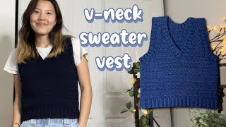 Crochet VNeck Sweater Vest Tutorial amp Free Written Pattern [upl. by Fulbright547]