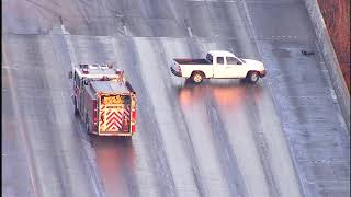 Vehicles sliding on icy Houston freeways [upl. by Kassity]