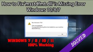 How to Fix Run time error msstdfmtdll’ is Missing Error In Windows 781011 Tutorial [upl. by Georgi]