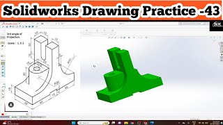 Solidworks Drawing Practice 43  Solidworks Design [upl. by Anirahtak]