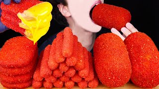 ASMR CHEESY HOT CHEETOS GIANT SAUSAGE MOZZARELLA CHEESE STICKS HASH BROWNS MUKBANG 먹방 EATING SOUNDS [upl. by Sayed]