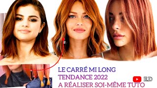 Coupe carré tendance à réaliser soimême DIY✂️How to cut your own hair at home [upl. by Gniy]