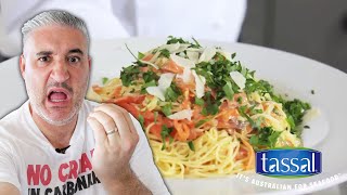 Italian Culinary Expert Gets Surprised By Salmon Carbonara [upl. by Crosby]