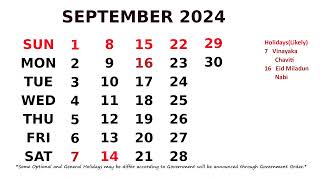 September Calendar 2024 [upl. by Meador]