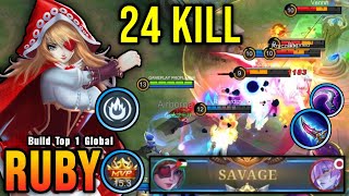 Auto SAVAGE New Ruby Offlane Build Insane 24 Kills  Build Top 1 Global Ruby  MLBB [upl. by Olegnaid294]