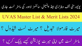 UVAS Lahore Released Master List  UVAS Lahore Merit Lists amp Merit Formula [upl. by Aguayo]