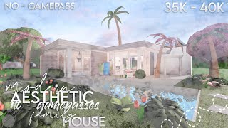 ROBLOX  Bloxburg No Gamepass Modern Aesthetic Floral Eco Botanical Roleplay House  Build amp Tour [upl. by Etteraj28]