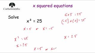 X Squared Equations  Corbettmaths [upl. by Herates]