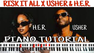 Risk It All by Usher and HER  Piano Tutorial [upl. by Ahso]