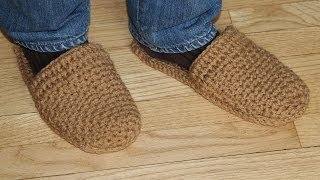 How to crochet mens slippers  video tutorial for beginners [upl. by Submuloc]