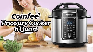 COMFEE’ Pressure Cooker 6 Quart with 12 Presets MultiFunctional Programmable Slow Cooker Review [upl. by Shaum]