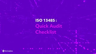 ISO 13485 Quick Audit Checklist [upl. by Atinrev]