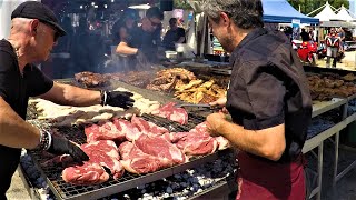 Asado Angus Sausages Ribs Argentina Street Food Biker Fest 2022 Lignano Italy [upl. by Esikram36]