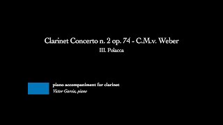 Clarinet Concerto n 2 op 74  III Polacca  CMv Weber PIANO ACCOMPANIMENT FOR CLARINET [upl. by Marras]