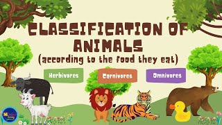 CLASSIFICATION OF ANIMALS ACCORDING TO THE FOOD THEY EAT HERBIVORES CARNIVORES AND OMNIVORES [upl. by Anasxor]