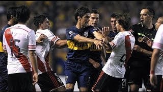 Superclasico  Boca Juniors vs River Plate Fights Fouls Red Cards [upl. by Magel]