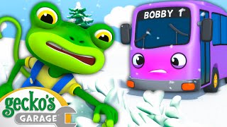 GECKOS Winter RESCUE  Max the Monster Truck  Truck and Bus Cartoon  Geckos Garage [upl. by Petty]