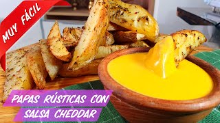 PAPAS RÚSTICAS CON SALSA CHEDDAR  Papas cuña [upl. by Anialed290]