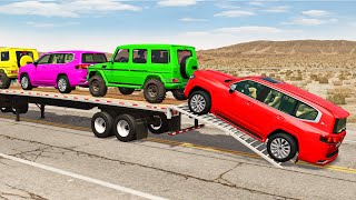 Flatbed Truck Mcqueen  Transportation with Truck  Pothole vs Car 188  BeamNGDrive [upl. by Axela]