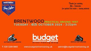 Brentwood Real Practical Driving Test Route  4th October 2024 at 232pm [upl. by Llerroj798]