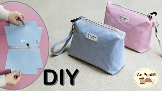 How to make zipper pouch bag  Easy sewing project [upl. by Schwitzer940]