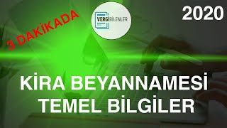 KİRA GELİRİ BEYANNAMESİ İÇİN TEMEL BİLGİLER 2020 [upl. by Strephon]