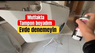 EVDE TAMPON BOYAMA  TAMPON NASIL BOYANIR  SPREY BOYA İLE ARABA BOYAMAK [upl. by Sorel800]