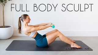 30 MIN FULL BODY SCULPT  Low Impact Pilates Style Light Weights [upl. by Oakman885]