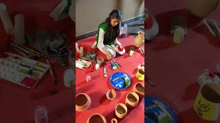 Easy earthen Pradip painting ideas shorts [upl. by Torto]