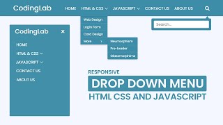 Responsive Dropdown Navigation Menu using HTML CSS and JavaScript [upl. by Meghann622]