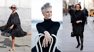 12 Simple tips for a chic and elegant style  ALL BLACK clothes  Natural Fashion for Women Over 60 [upl. by Doss]