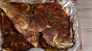 Roasted fish in oven with delicious gravy arabic recipe [upl. by Colman]