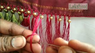 Saree Kuchutassel using small plain beads simple tips for beginers [upl. by Salchunas310]