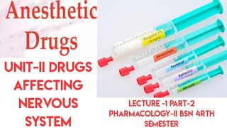 Anesthetic DrugsLecture1Part2Unit2Drugs Affecting Nervous systemPharmacologyII BSN 4rth [upl. by Eiliab]