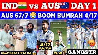 Boom Bumrah 417 Siraj 217 IND🇮🇳 vs AUS🇦🇺 Day 1 Stumps  Aus Software Updated  Pak Public Reaction [upl. by Otsedom118]