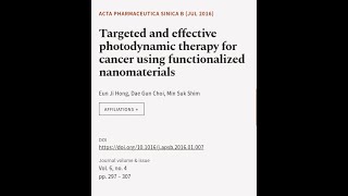 Targeted and effective photodynamic therapy for cancer using functionalized nanomater  RTCLTV [upl. by Eilla]