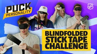 Blindfolded Stick Tape Challenge  Puck Personality [upl. by Singhal]