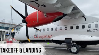 Takeoff amp Landing  Loganair ATR 42600  Dublin  Aberdeen [upl. by Richardo]