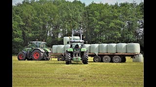 GAEC De la Grande Borne  Ramassage de lenrubannage 2018  New HollandFendtDeutz [upl. by Idonna695]