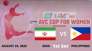 PHILIPPINES VS IRAN  1ST SET  AVC CUP WOMEN’S VOLLEYBALL  AUGUST 24 2022 [upl. by Bibah]