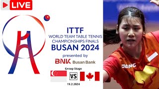 LIVE  SINGAPORE vs CANADA  ITTF World Table Tennis Championships Finals Busan 2024 [upl. by Akenet]