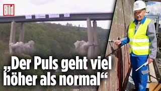 Sprengmeister Schneider glücklich Sprengung der A45Talbrücke Rahmede erfolgreich  Lüdenscheid [upl. by Hilel857]