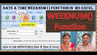 WEEKNUM Function in excel weeknum in excel Date amp Time Functions [upl. by Aehtla]