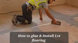 How to spread paste adhesive amp fit Lvt Flooring over new Plywood  learn all the tips of flooring [upl. by Telfore]