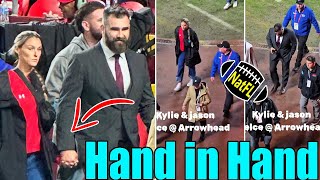 Happy Moment Jason holds hands Kylie Kelce leaving Arrowhead Stadium after the Chiefs win [upl. by Ihc]