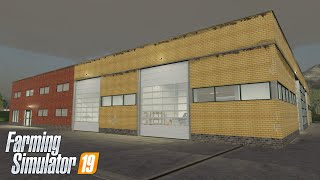 FS19  Large MachineHall with WORKSHOP and OFFICE  Farming Simulator 2019 DOWNLOAD Placeable Mod [upl. by Niawat]