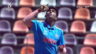 Raj Limbani 3 wickets vs South Africa U19  SemiFinal 1  IN19 vs SA19 [upl. by Ssenav]