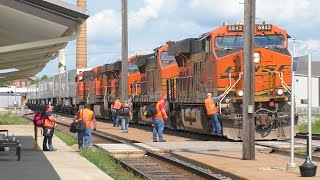 7132021  Trains Receiving Crew Changes at Fort Madison IA [upl. by Glenine]